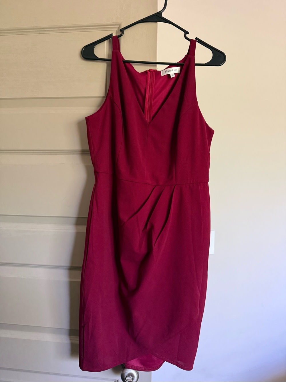 V-Neck Midi Dress - Red